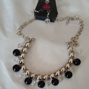Paparazzi Silver and Black Bead Necklace